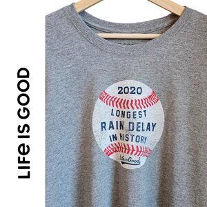 Rare Covid 19 Life is Good T Shirt Gray Short Sleeve L